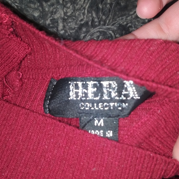 Hera Ribbed knit open back thong bodysuit Maroon M - Picture 4 of 7